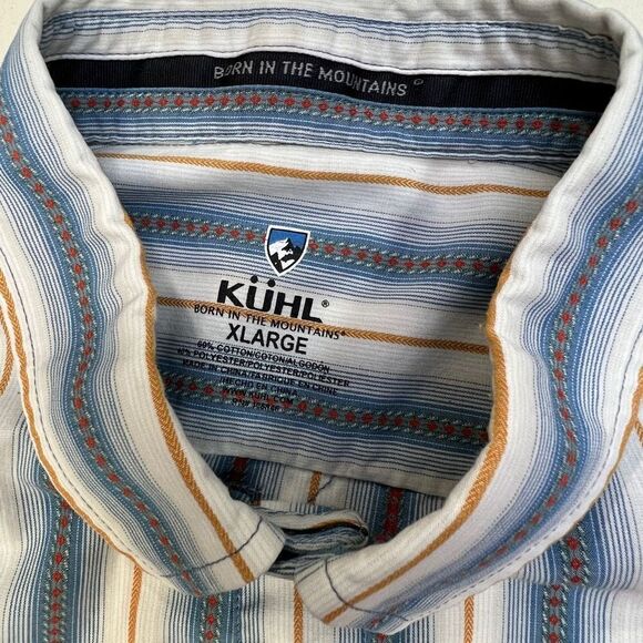 Kühl Shirt Men's White Stripe Button Down Short Sleeve Shirt Size Extra Large - Picture 11 of 14